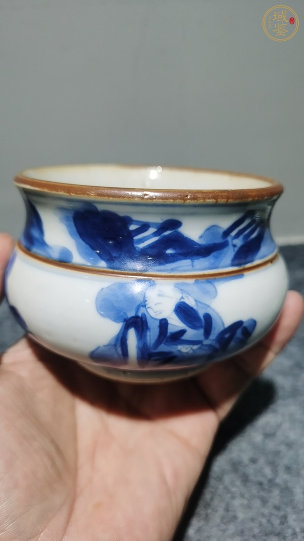 古玩陶瓷青花人物琴爐真品鑒賞圖