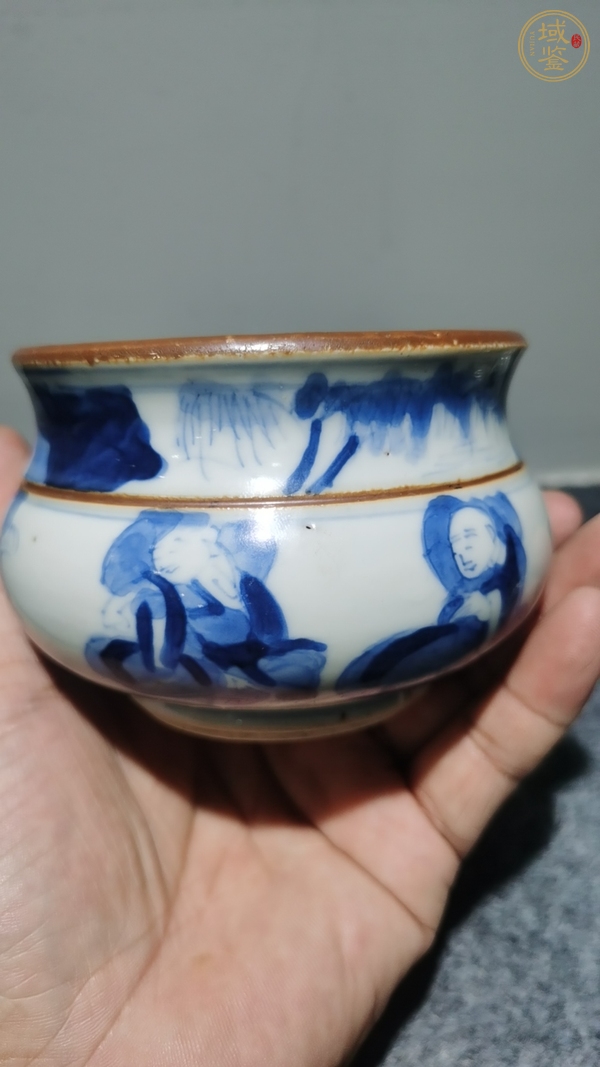 古玩陶瓷青花人物琴爐真品鑒賞圖