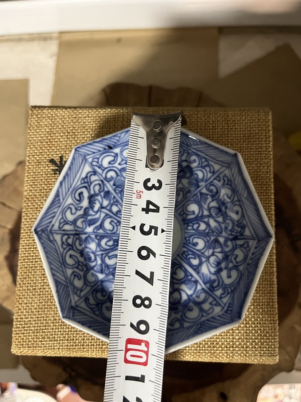 古玩陶瓷康熙花卉紋青花八角盤拍賣，當前價格788元