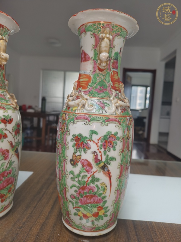 古玩陶瓷廣彩花鳥瓶真品鑒賞圖