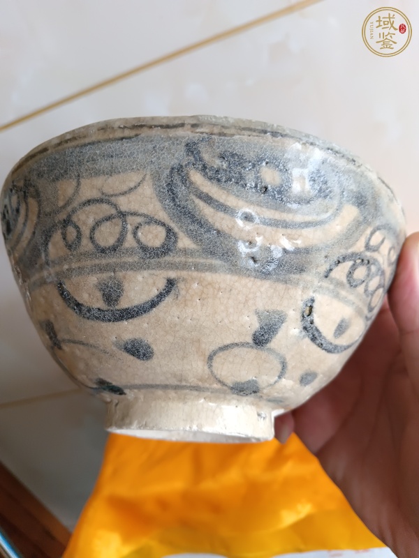 古玩陶瓷青花海水紋碗真品鑒賞圖