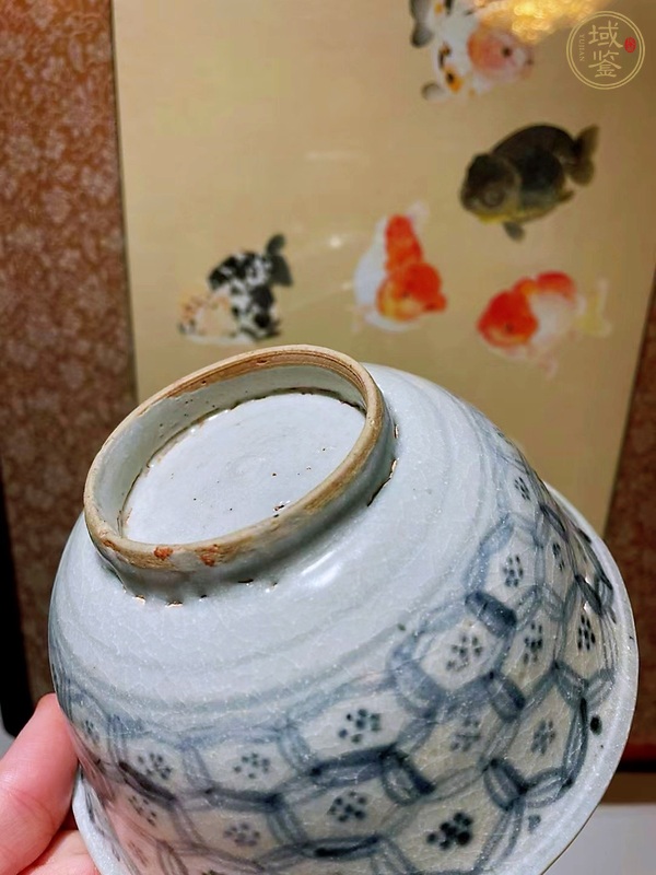 古玩陶瓷青花錢幣紋撇口碗真品鑒賞圖