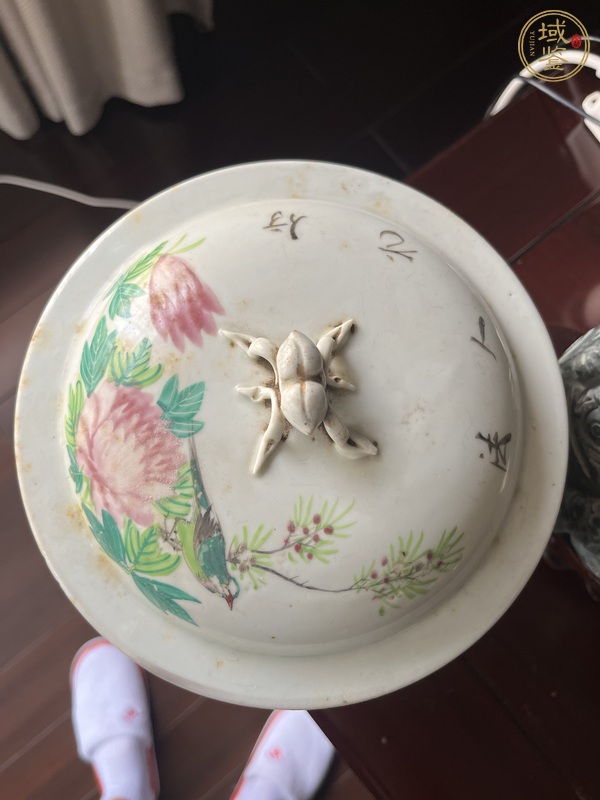 古玩陶瓷粉彩花鳥紋粥罐真品鑒賞圖