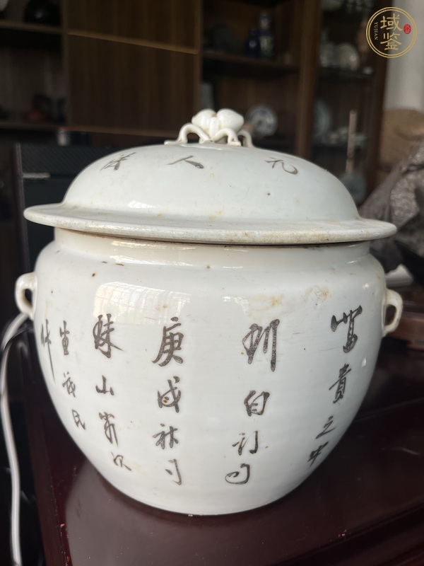 古玩陶瓷粉彩花鳥紋粥罐真品鑒賞圖