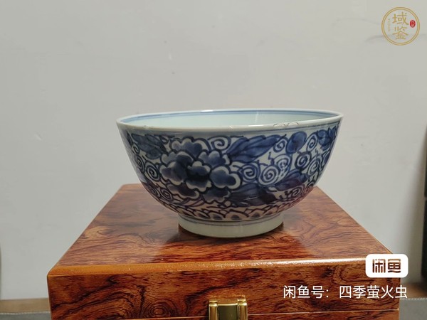 古玩陶瓷青花牡丹紋大碗真品鑒賞圖