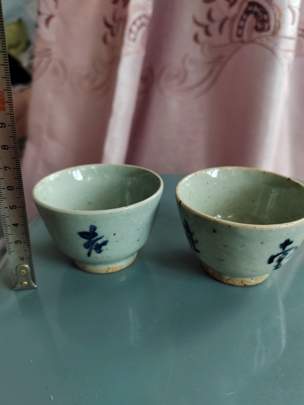 古玩陶瓷豆青釉青花杯拍賣，當(dāng)前價格366元