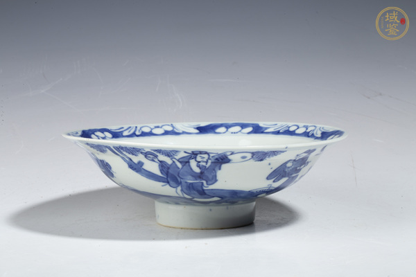 古玩陶瓷晚清·青花福祿壽三星人物紋高足碗真品鑒賞圖