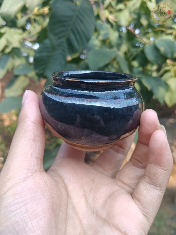 古玩陶瓷磁州窯窯變黑釉茶入真品鑒賞圖