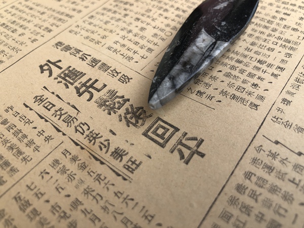 古玩雜項遠古生物hua石《角石》,可做吊墜掛件拍賣,當前價格666元