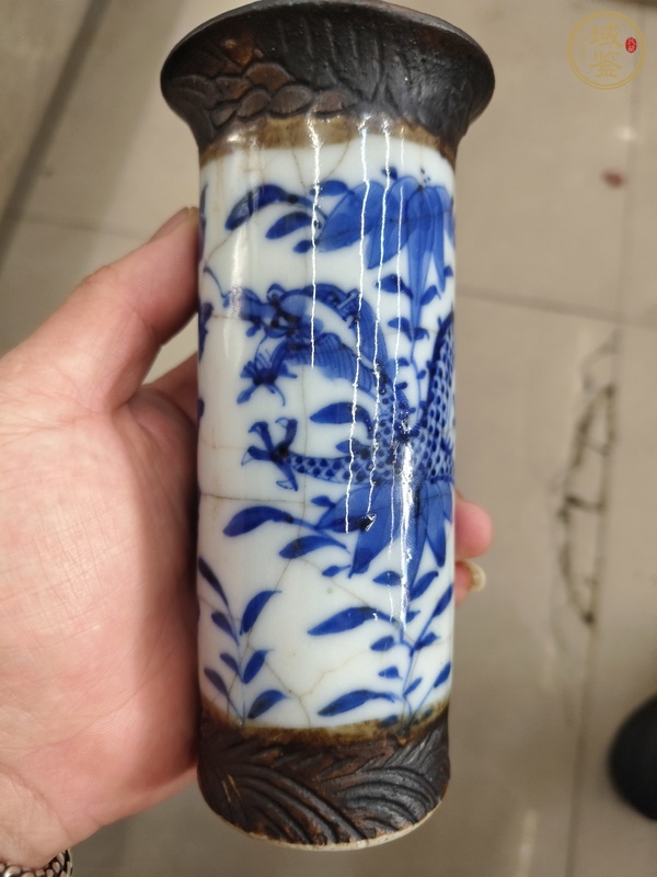 古玩陶瓷青花龍穿花紋箭筒真品鑒賞圖