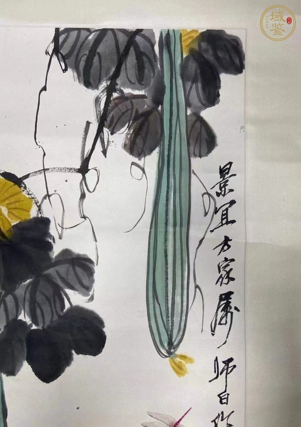 古玩字畫婁師白《絲瓜蜻蜓》真品鑒賞圖