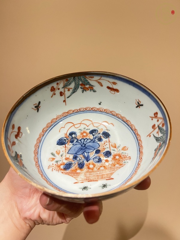 古玩陶瓷青花五彩鳳傳花卉紋碗真品鑒賞圖