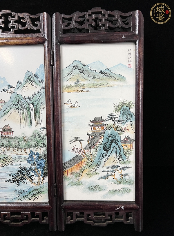 古玩陶瓷銅胎畫琺瑯山水人物瓷板真品鑒賞圖