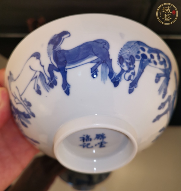 古玩陶瓷青花八駿圖蓋碗，注意品相真品鑒賞圖