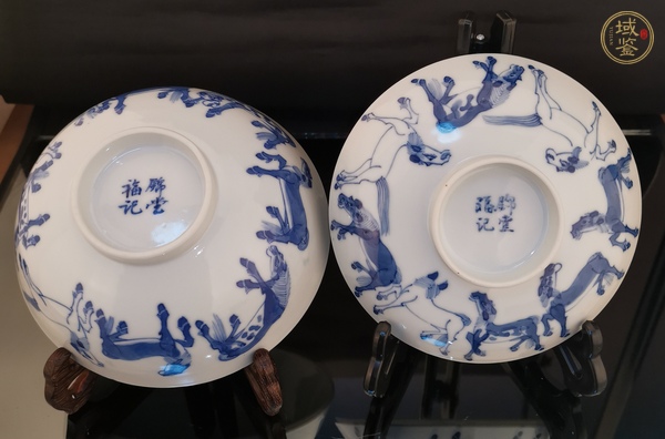 古玩陶瓷青花八駿圖蓋碗，注意品相真品鑒賞圖