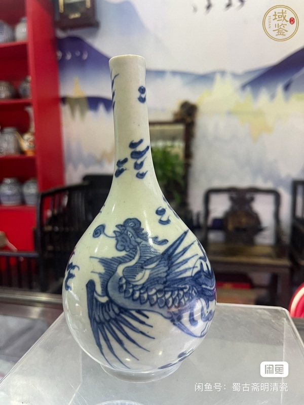 古玩陶瓷康熙青花鳳紋膽式瓶真品鑒賞圖