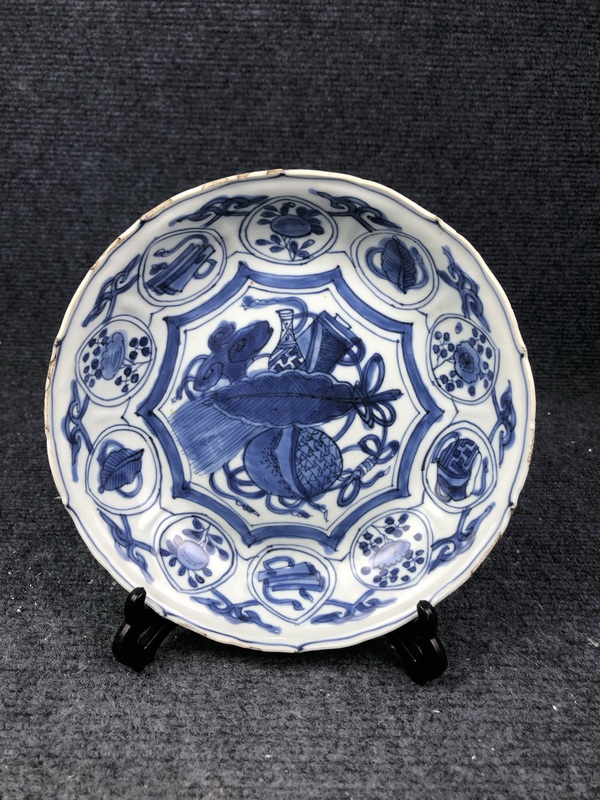 古玩陶瓷青花博古花卉紋盤拍賣，當(dāng)前價(jià)格3288元