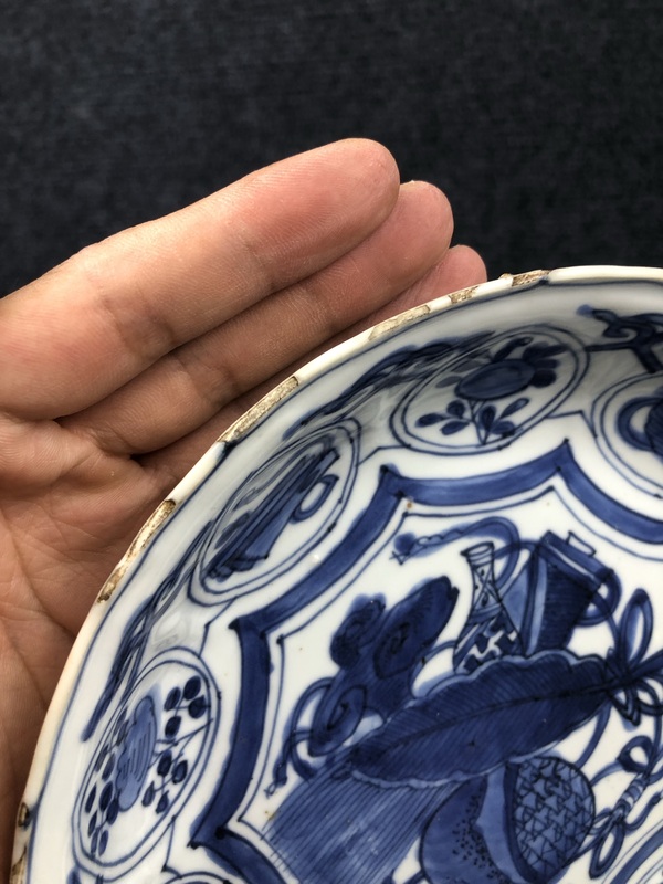 古玩陶瓷青花博古花卉紋盤拍賣，當(dāng)前價(jià)格3288元