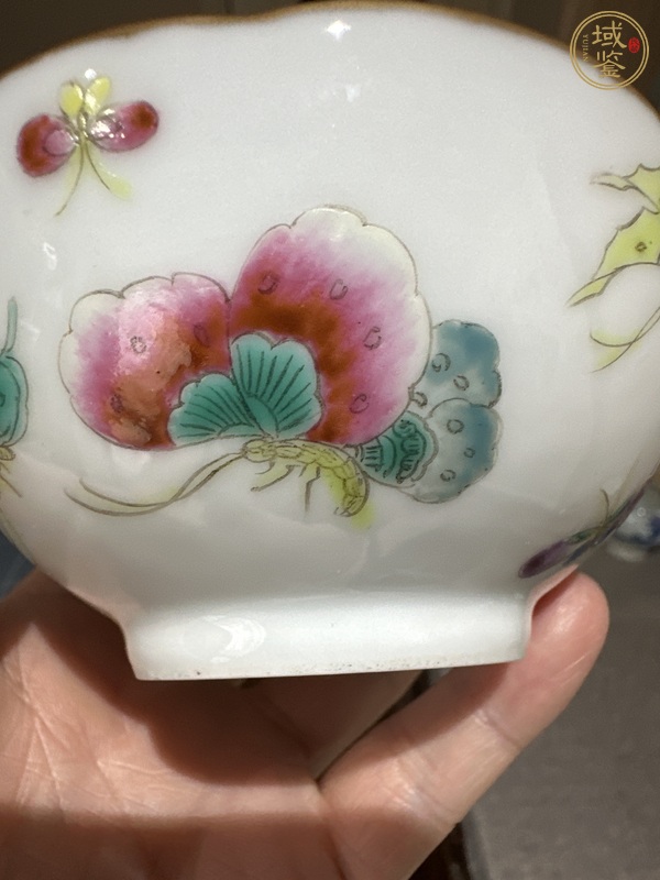 古玩陶瓷花蝶紋粉彩碗真品鑒賞圖