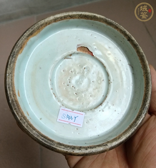 古玩陶瓷青花如意云紋瓷硯真品鑒賞圖