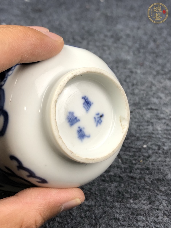 古玩陶瓷青花三獅同堂紋杯真品鑒賞圖