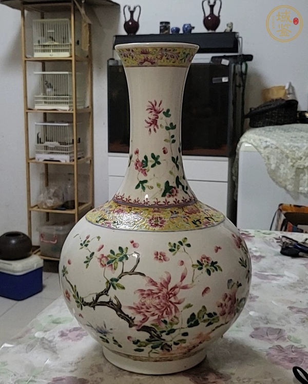 古玩陶瓷粉彩賞瓶真品鑒賞圖