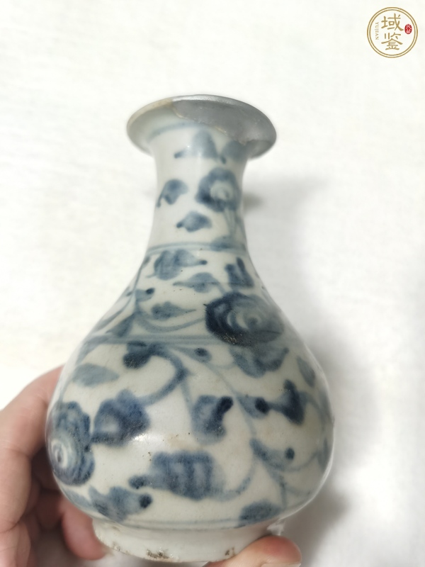 古玩陶瓷青花纏枝花卉紋玉壺春瓶真品鑒賞圖