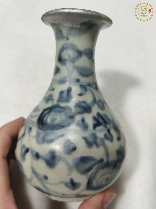 古玩陶瓷青花纏枝花卉紋玉壺春瓶真品鑒賞圖