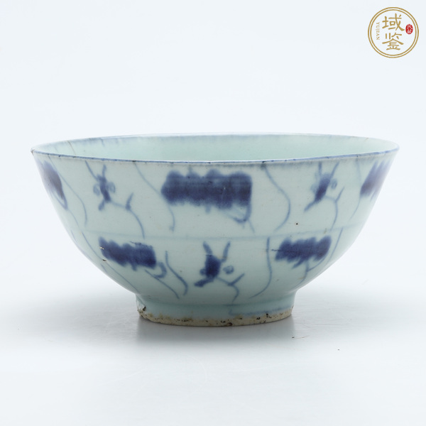 古玩陶瓷如意靈芝紋青花碗真品鑒賞圖