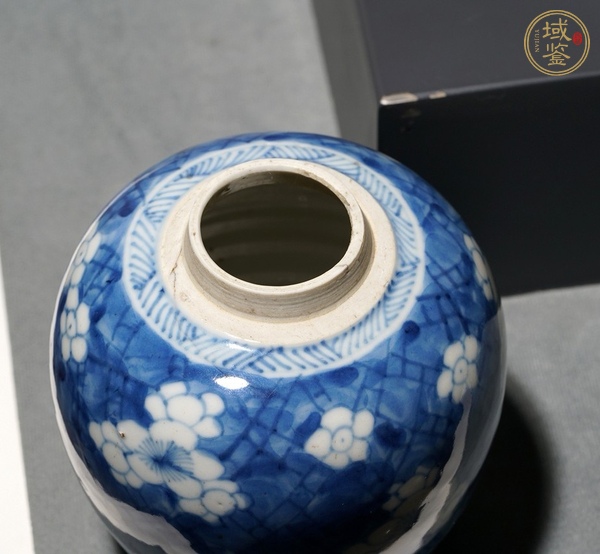 古玩陶瓷青花留白冰梅紋罐真品鑒賞圖