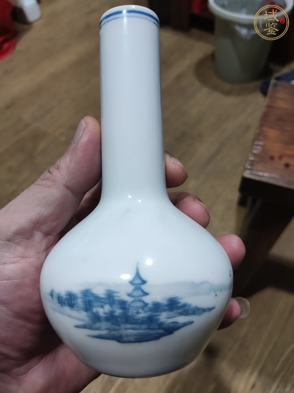 古玩陶瓷山水紋瓶真品鑒賞圖