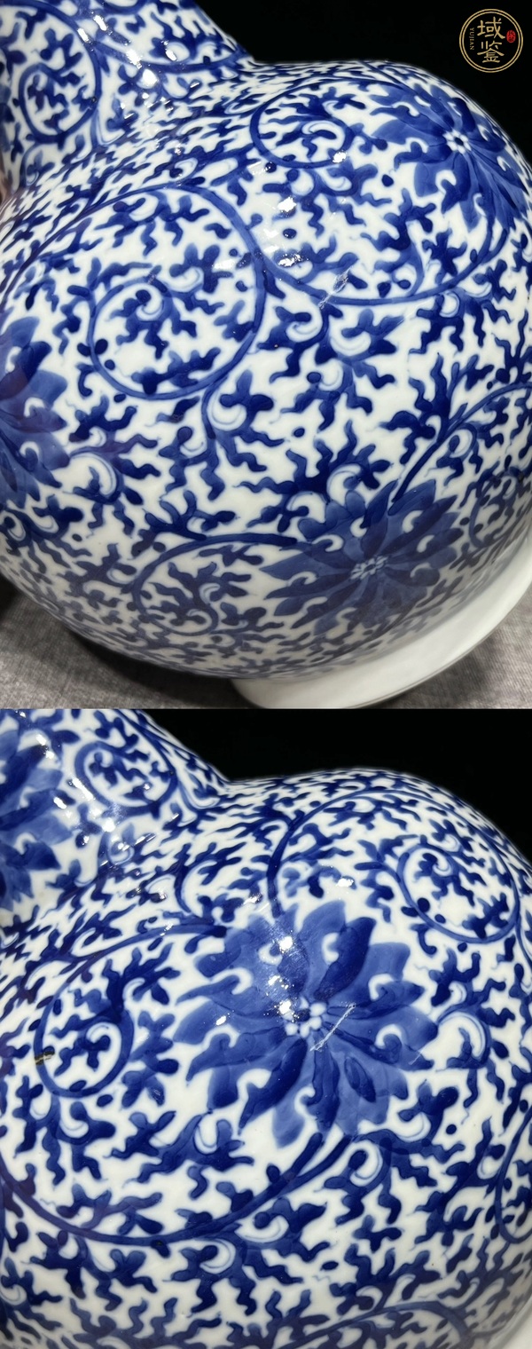 古玩陶瓷花卉紋青花賞瓶真品鑒賞圖