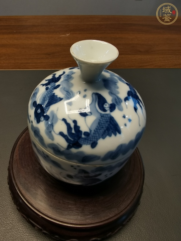 古玩陶瓷金玉滿堂青花蓋缸真品鑒賞圖