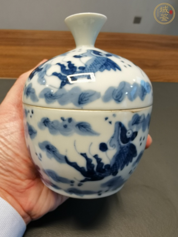 古玩陶瓷金玉滿堂青花蓋缸真品鑒賞圖