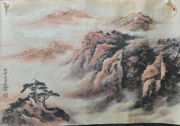 古玩字畫(huà)陳仲芳款寫(xiě)意山水真品鑒賞圖