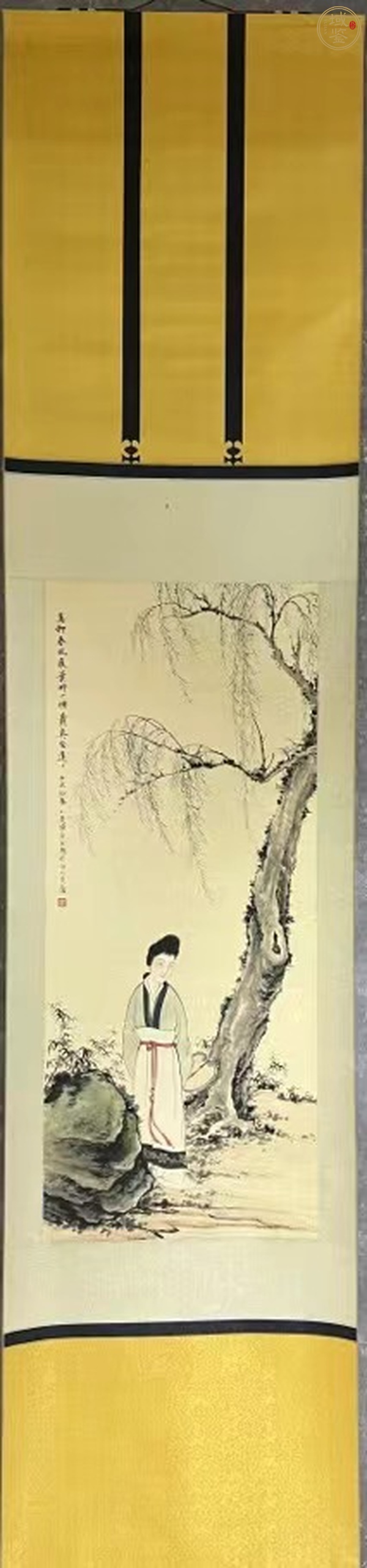 古玩字畫(huà)高柳春風(fēng)展葉時(shí)真品鑒賞圖