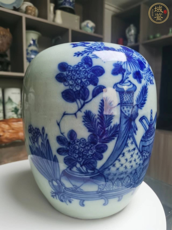 古玩陶瓷青花博古圖冬瓜罐真品鑒賞圖