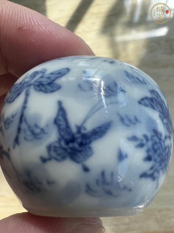 古玩陶瓷青花花卉紋鳥食缸真品鑒賞圖