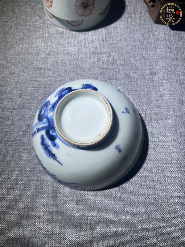 古玩陶瓷晚清青花茶圓真品鑒賞圖