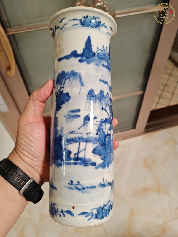 古玩陶瓷晚清青花花觚真品鑒賞圖