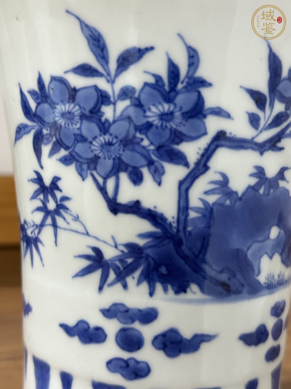 古玩陶瓷青花花鳥筆筒真品鑒賞圖