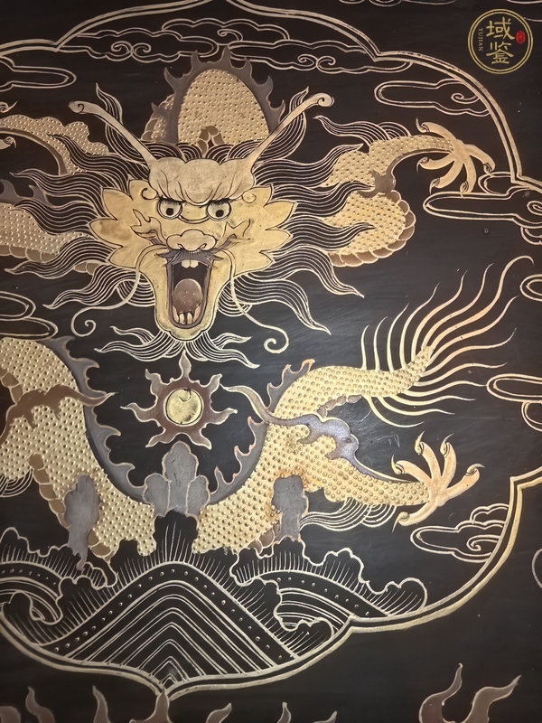 古玩雜項(xiàng)黑漆描金龍紋托盤真品鑒賞圖