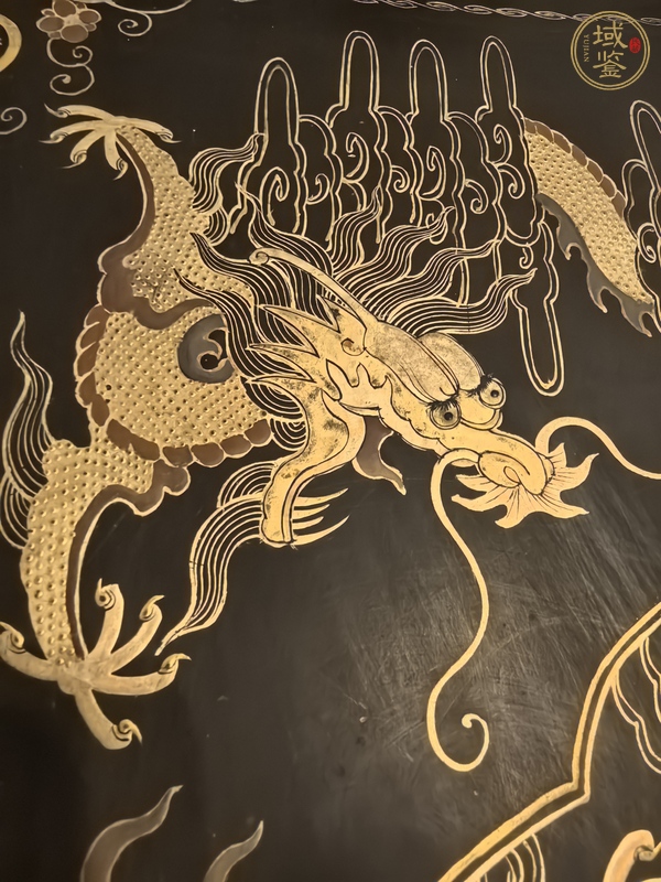 古玩雜項(xiàng)黑漆描金龍紋托盤真品鑒賞圖