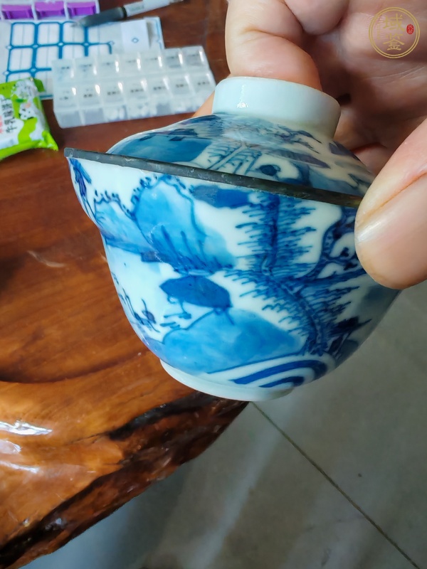 古玩陶瓷晚清青花蓋碗真品鑒賞圖