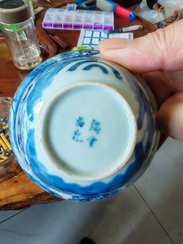 古玩陶瓷晚清青花蓋碗真品鑒賞圖