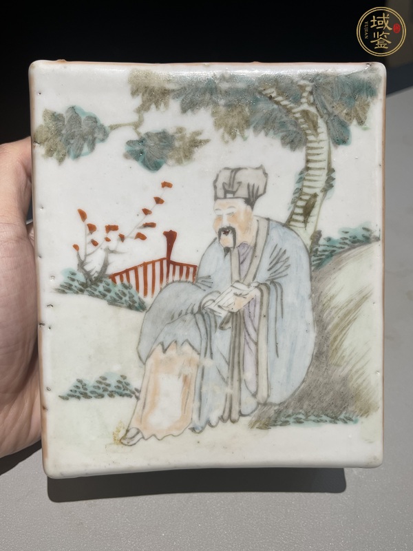 古玩陶瓷清代淺絳彩人物脈鎮(zhèn)真品鑒賞圖