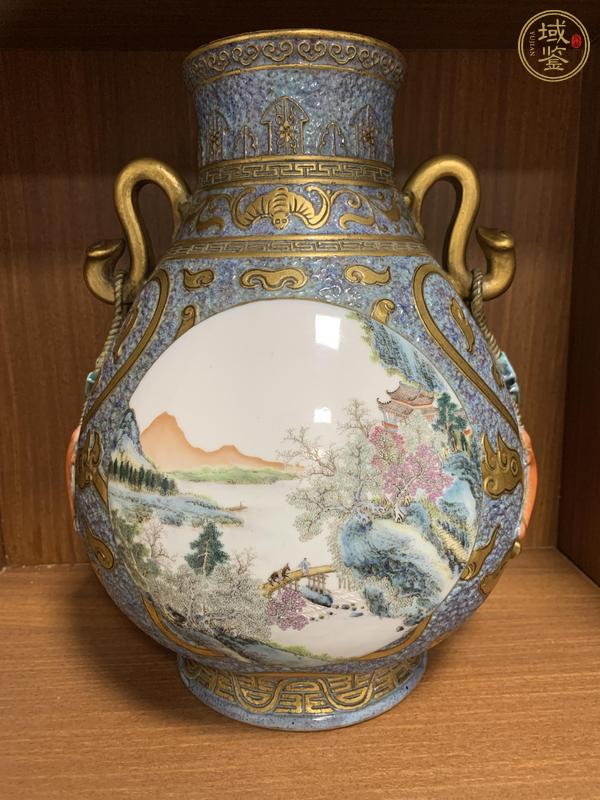 古玩陶瓷山水紋尊真品鑒賞圖
