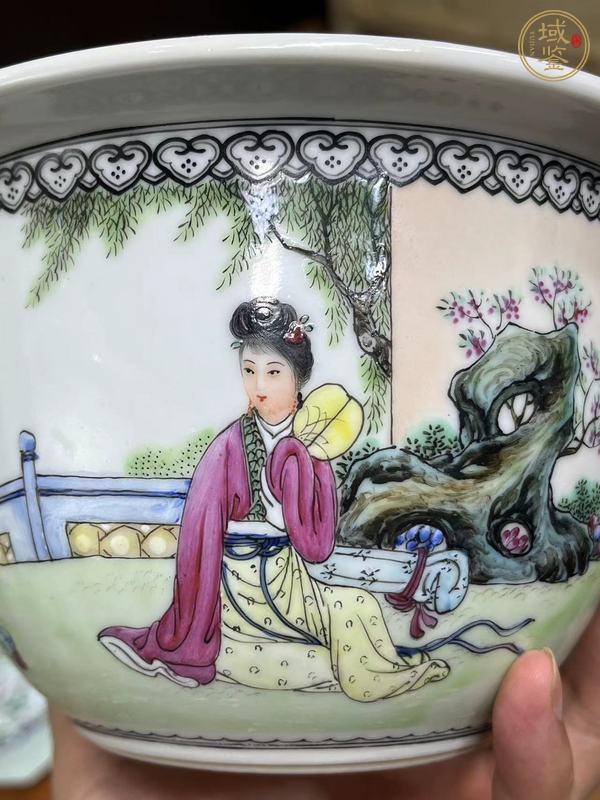 古玩陶瓷三娘教子題詩花盆真品鑒賞圖