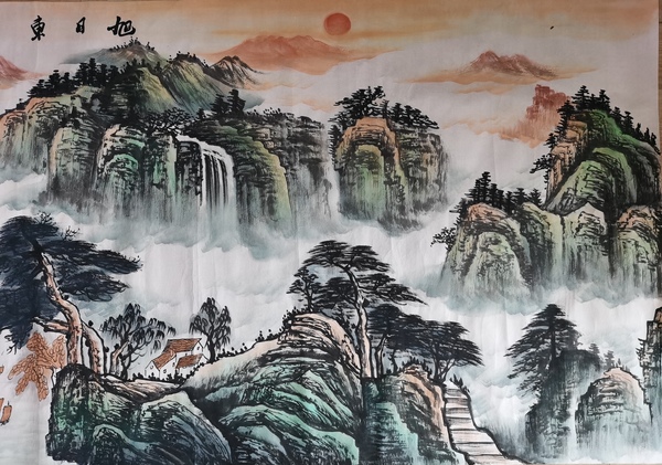 古玩字畫(huà)廣西美協(xié)山水畫(huà)家龍秀生山水拍賣(mài)，當(dāng)前價(jià)格699元