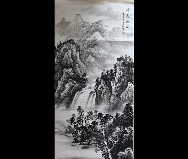 古玩轉(zhuǎn)賣中美協(xié)會員一級美術(shù)師曾松濤山水拍賣，當前價格5888元